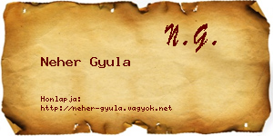 Neher Gyula névjegykártya